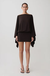 Jessy Draped Mini Dress - Dark Chocolate
