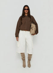 Scorpia Canvas Bomber Jacket Dark Brown